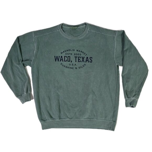 Magnolia Market Waco Texas "Sunshine & Silos" Green Crewneck Sweatshirt Adult L - Picture 1 of 7